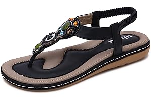 Sandalen Damen Sommer Flip Flops Bohemian Flach Zehentrenner mit Strass Größe 36-42