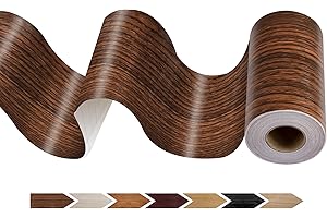 JUNART Ruban de réparation de grain de bois (10cm×1000cm), ruban adhésif de réparation pour tables, plinthes, portes, fenêtres et sols avec grattoir en plastique (noyer)