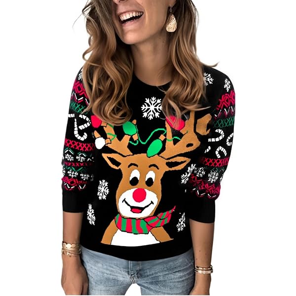 Maglione Di Natale Uomo Divertente Con Renne E Fiocchi Di Neve, Maniche Lunghe, Rosa Taglia M – Perfetto Per Feste E Regali