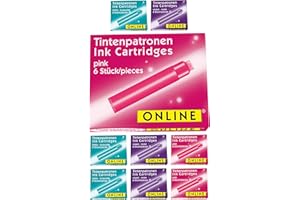 Cartouches d'encre standard ONLINE Colorées, pack économique, encre universelle pour stylos plume et rollers à cartouches standards