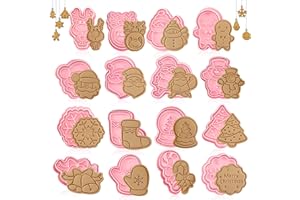 JIASHA Formine per Biscotti Natalizi,16 Pezzi Formine Biscotti Natale 3D,Stampi Biscotti Natale,Stampini Biscotti Natale,Stampo per Biscotti Natalizi,per Decorare Biscotto Dolci Torta (16)