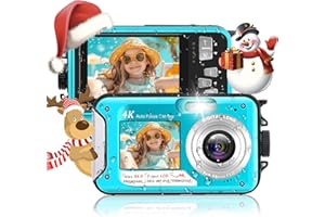 Unterwasserkamera, Yixinxin Digitalkamera wasserdichte UHD 4K 64MP Autofocus mit Einer 32GB Karte Selfie Doppelte Bildschirme wasserdichte Kamera zum Schnorcheln