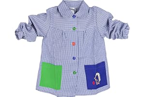 SHAFIER Babi Escolar Bata Escolar Infantil Niño o Niña para Guarderia y Colegio Cuadrado con Botoens