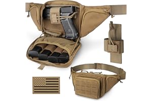 WYNEX Sac Banane Tactique Homme Sacoche Arme de Poing Discret avec Sangle Réglable, Sert Également Sacoche à Bandoulière Antivol sur La Poitrine pour Usage Quotidien Cyclisme Randonnée Sport - Kaki