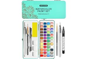 Artistro Aquarellfarben Set, Lebendige Farben in Tragbarer Box, Malset, Inklusive Metallic- und Fluoreszenzfarben, Perfektes Reise-Wasserfarben für Künstler, Hobbymaler und Malerei-Liebhaber
