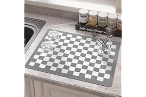 COLOR&GEOMETRY Dish Drying Mat 30x40cm, Super Absorbent Draining Board Mat, Non Slip Coffee Machine Mat, Quick Dry Kitchen Mat, Counter Protector Drainer Mat for Kitchen, Worktop, Counter, Bar (Grey)