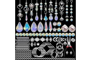 AMLOPE 200 Piezas DIY Kits Atrapasoles Carillón Atrapasoles Cristal Colgante Suncatcher de Cristal Carillón de Viento con Colgante para Ventanas,Hogar y Jardín