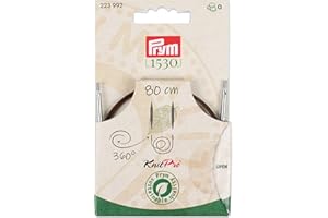 Prym 223992 - Corda e accessori in plastica naturale, girevole a 360°, 80 cm, corda intercambiabile per ferri circolari e uncinetti tunisini, marrone