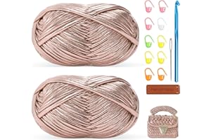 RENYIZ Lot de 2 pelotes de fil métallique pour t-shirt - 100 g - Avec crochet de 7 mm - Parfait pour les sacs, paniers, tapis, décoration d'intérieur, tissu élastique adapté aux débutants pour loisirs