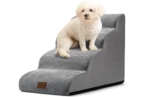 COZY KISS Schody dla małych psów, schody dla zwierząt domowych, zabawki do wysokich łóżek i kanapy, rampa dla małych psów i kotów, 4-stopniowa szara