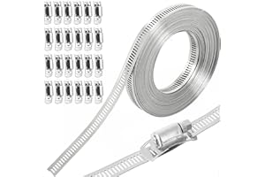 GEKUFA 10M Fascette Stringitubo Regolabile 304, Acciaio Inox fascette metalliche, con 24 Metalliche Stringitubo Aacciaio serrature