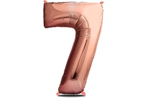 envami® Palloncini Compleanno 7 Anni Oro Rosa 101 CM - Palloncino Numero 7 - Numeri Gonfiabili Compleanno - Decorazioni Compleanno - Palloncino 7 Anni Compleanno - Vola con l'Elio