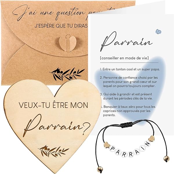 Coffret Cadeau "Demande à être Ma Marraine" - Pochette, Porte-clés Et Carte, Idéal Pour Annoncer Une Grossesse Ou Un Baptême !