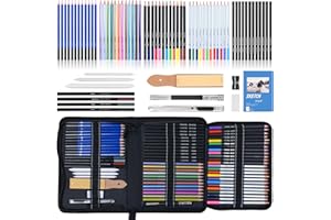 Ninonly 73Stück Zeichenzubehör Zeichenstifte Professionell Set mit Skizzenbuch,Graphit,Kohle, Bunt,Metallic,Kohle und Aquarellstiften Zeichenset für Erwachsene Jugendliche und Anfänger