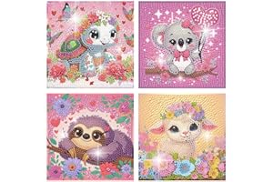 Mupmod 4Pcs 5D Cute Animals Diamond Art Kits for Kids, DIY Diamond Art Painting Mosaic Kits for Adults Beginner, Full Drill Small Diamond Gem Art and Craft for Kids Age 8-12 (15 * 15cm)
