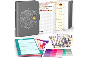 ‎AOCII Budget Planner, German A6, Financial Planner, Household Book for Enter, Savings Book for Money, Budget Planner, Money Saving Folder, Budget Binder, Money Organiser, Personal Organiser (Grey)