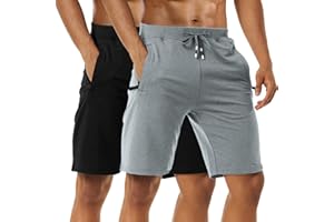 Boyzn Męskie spodenki sportowe 2-pak wygodne bawełniane spodenki treningowe elastyczna talia spodenki do biegania z kieszeniami na zamek błyskawiczny