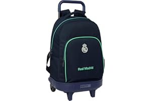 SAFTA REAL MADRID 2ª EQUIPACIÓN 25/26 - Mochila Grande con Ruedas, Compacta, Extraíble, Ideal para Niños de Diferentes Edades, Cómoda y Versátil, Calidad y Resistencia, 33x22x45 cm