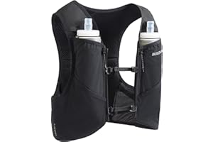 Build & Fitness LITEVEST Laufweste mit 2 x 500 ml Soft Flasks – 7 Taschen, leichte, atmungsaktive Trinkweste – Premium, sicher, bequem und stylisch für Training, Trails, Marathons und Alltagsläufe