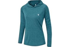 donhobo Women's Long Sleeve Sports Running Hoodie Tops Shirts with Thumb Hole,UPF 50+ Sun Protect Breathable Quick-Dry Fitness T-Shirt Tops for Workout Gym Training Yoga Pilates