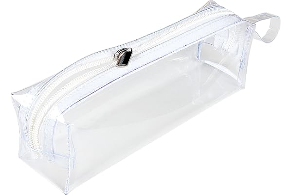 MOM CARE Transparent Pencil Pouch, School Pencil Box with Zipper, Students Pencil case Large Capacity, Makeup Pouch, Stationery Bag for Students Girls Adults Office Transparent