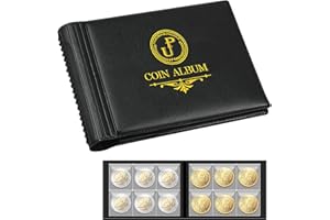 UNCLE PAUL Album de collection de pièces de monnaie 60 pochettes – 35 x 35 mm/1,4 x 1,4 pouces pour collection et stockage de pièces de monnaie, convient pour Toonie, Dime, Pence, Cents, Quarter Black CS4206BK