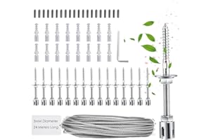 nmoiww Grillage en Acier Inoxydable pour Plantes grimpantes, Kits de Rouleaux de Fil/câble de Garde-Corps/clôture et câble de Jardin Professionnels (24 m)