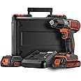 BLACK+DECKER ASD18KB Taladro atornillador 18V Autosense incluye 2 Baterias de litio 1.5Ah y Maletin