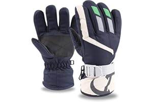 XIAOHAWANG Zimowe rękawice dziecięce dla dziewczynek, chłopców, wodoodporne, snowboardowe rękawice narciarskie dla dzieci, 4-7 lat (morskie)