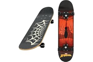 M.V. SPORTS Spider Man Deluxe Kids Beginners Skateboard Officially Licensed Graphics Durable 7-Ply Deck Smooth PVC Wheels Offering Enhanced Stability Balance and Coordination Development Age 5+
