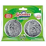 Spontex Pagliette Con Fili Di Acciaio Riciclato, Per Pulizia Di Pentole, Stoviglie E Griglie, Argento, 2 Pezzi