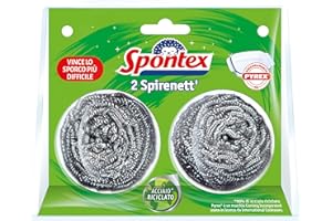 Spontex Spirenett Lot de 2 bavettes avec Fils en Acier recyclé, pour Nettoyage de casseroles, Vaisselle et grilles, Taille 2 pièces, Argent