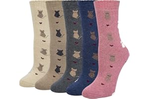 Wostock Calcetines Caliente Mujer 5 Pares, Calcetines Lana Mujer, Calcetines de Invierno para Mujer, Multicolor