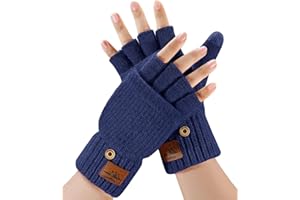 CHENMEI Gants d'hiver pour Hommes Femmes - Gants Demi Doigts Convertibles,Chaud Mitaines,Gants sans Doigts Doublés en Alpaga,Gants d'hiver à Écran Tactile,pour Hommes et Femmes Intérieur et Extérieur