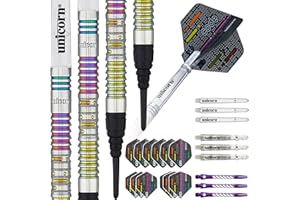 Unicorn Set di freccette con punta morbida, design DNA Professional Players Name Morse Code Design – 80% o 90% tungsteno naturale, accenti in titanio multicolore – Confezione di presentazione deluxe –