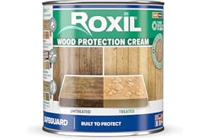 Roxil Crème Imperméabilisante pour Bois - 1 litre - Jusqu'à 10 ans de Protection Imperméabilisante Hydrofuge pour Bois - Protection pour : Clôtures, Meubles, Abris. 5m2 par litre