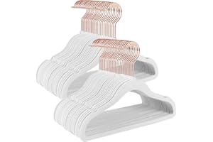 ‎SONGMICS SONGMICS Wieszak do ubrań dziecięcych, zestaw 50 sztuk, wieszak na ubrania dla niemowląt, aksamitny obracany o 360°, w kolorze różowego złota, oszczędność miejsca, antypoślizgowy, do szafy