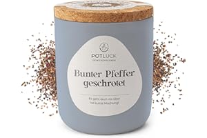‎POTLUCK GEWÜRZFREUNDE POTLUCK | Bunter Pfeffer geschrotet | Gewürzmischung im Keramiktopf | 75g | Vegan, glutenfrei und mit natürlichen Inhaltsstoffen