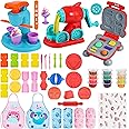 Yimomoyi Play Color Dough Set for Kids, 3 in 1 Play Color Dough Modelling Clay Kitchen Creations Set, Ice Cream Noodle Hamburger Maker Machine, Deluxe Dough Tools Kit for Kids 3 years+
