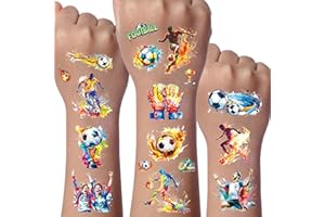 JOJOLUXE Calcio Tatuaggio Glitter Bambini, 12 Foglie Tatuaggi Temporanei per Bambinis, Ragazzo Ragazza Gadget Compleanno, Idee Regalo, Piccola Selvaggina