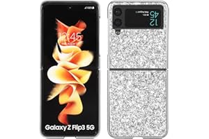 TOOBY Cover per Samsung Galaxy Z Flip 3 5G Custodia con Glitter Bling Scintillante Brillantini [Tre Strati] per Donna [Supporta la Ricarica Wireless] per Samsung Galaxy Z Flip 3 5G (ARGENTO)