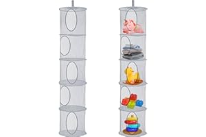 FZSECRIU 2 piezas organizador peluches, organizador de juguetes, 5 niveles, estilo moderno, estante colgante, ahorro de espacio