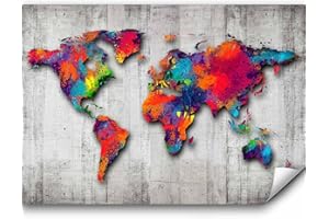 Papier peint murando intissé 300x210 cm Décoration Murale XXL Poster Tableaux Muraux Tapisserie Photo Trompe l'oeil Carte du monde Beton k-A-0033-a-b