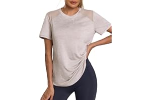 Terecey Women's Gym Shirts Short Sleeve Running Top Back Mesh Moisture Wicking Hiking T-Shirt Loose Fit Lightweight Sports Tops S-XXL