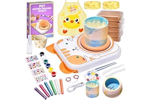 IEEILULU Ruota per Ceramica per Bambini, Kit Ruota in Ceramica Elettrica, Macchina per Ceramica con Argilla, Colori, Adesivi Diamantati, Regalo per Ragazze e Ragazzi (Gatto)