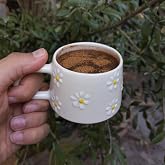 Klasik &Ccedil;ayır Papatyalı Seramik 200 ml Kupa Bardak Mug