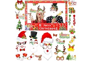 AIBAOBAO 2026 Christmas Photo Props with Christmas Photo Booth Frame Kit, Large Party Selfie Frame Props for Winter Holiday, Celebration xmas party props, Funny Backprop for Women and Men, Family