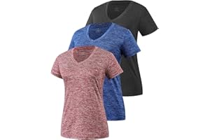 Star Vibe 3 Pack Women's Short Sleeve Dry Fit T-Shirts Moisture Wicking Athletic V-Neck Gym Tee Exercise Yoga Tops