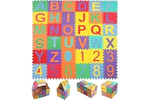 WEKUW 36 Pièces Tapis de Puzzle pour Enfants, Mousse Bébé, Dalle Mousse, Jeu Très Résistant - Convient aux 4-6 Ans (9x9cm)