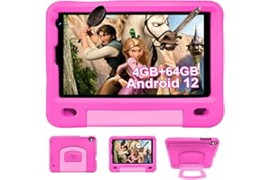 DUODUOGO Tablet Android 12, Tablet 8 Pulgadas 4GB RAM 64GB ROM/TF 128GB, Control Parental, Kids Educativos, Tablet Infantil WiFi 4000mAh, Dual Cámara, Kids Tablet con Funda EVA(Rosa)
